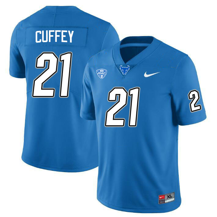 Buffalo Bulls #21 Demarco Cuffey College Football Jerseys Stitched Sale-Blue